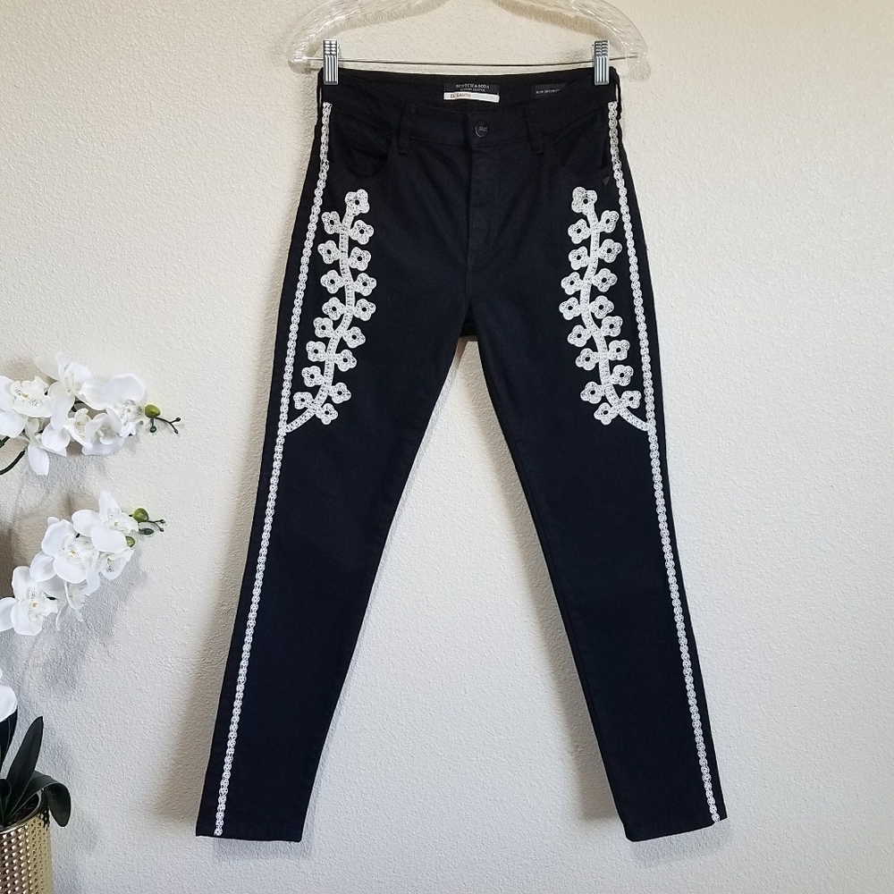 Scotch & Soda Maison Scotch Embroidered Slim Boyfriend Jeans